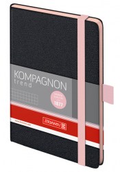 Записная книжка BRUNNEN Kompagnon А6, чёрный с розовым срезом (в клетку) (10 557 18 27)