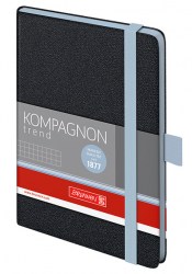 Записная книжка BRUNNEN Kompagnon А6, чёрный с голубым срезом (в клетку) (10 557 18 37)