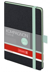 Записная книжка BRUNNEN Kompagnon А6, чёрный с мятным срезом (в клетку) (10 557 18 57)