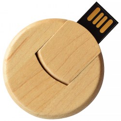 Флешка из дерева круглая, USB 2.0, бежевый (S0247)