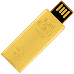 Флешка металлическая Золотой Слиток мини, USB 2.0, золотистый (S0326)