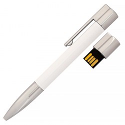 Флешка-ручка пластик-металл, USB 2.0, белый (S1133-1)