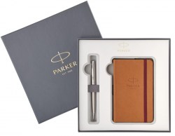 Набор: ручка шариковая PARKER Sonnet Stainless Steel CT BP + блокнот (84 232b18)