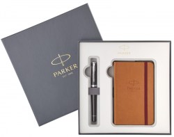 Набор: ручка перьевая PARKER Urban 17 Premium Ebony Metal CT FP M + блокнот (32 012b18)