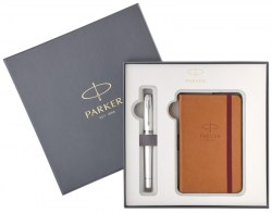 Набор: ручка перьевая PARKER Urban 17 Premium Pearl Metal CT FP M + блокнот (32 112b18)