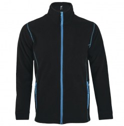 Жакет мужской микрофлисовый SOL’S Nova Men, чёрный с голубым (00586971)