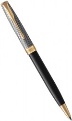 Ручка шариковая PARKER Sonnet Black Cisele Silver GT BP (87 332)